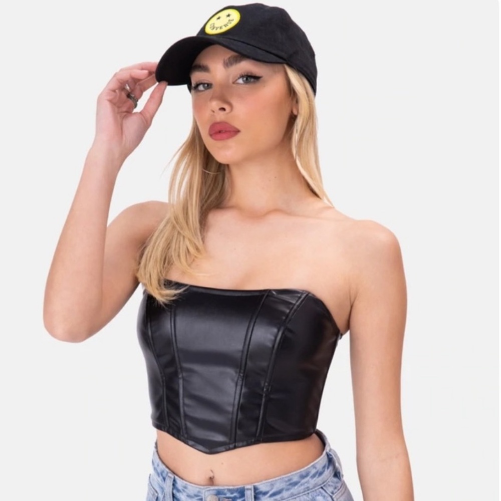 Adika Black Faux Leather Corset